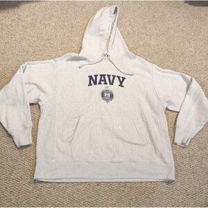 Champion Reverse Weave US Navy Hoodie Sweatshirt Mens XL Gray Pullover